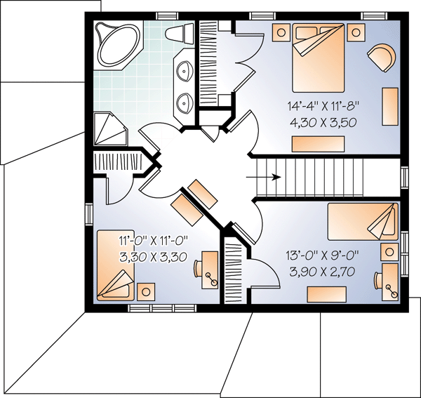 Country Farmhouse Level Two of Plan 76221