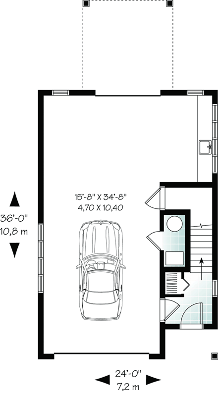 Garage Plan 76227 - 2 Car Garage Apartment First Level Plan