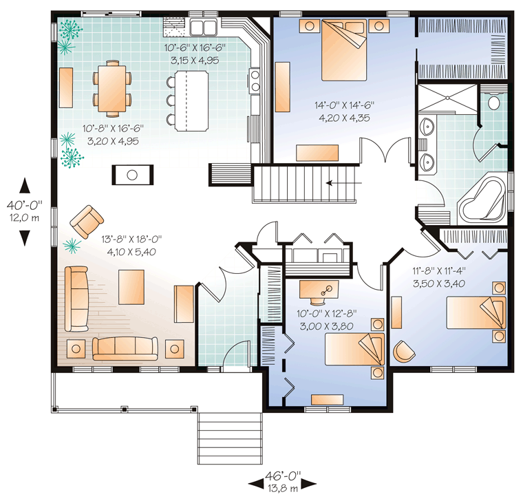 Cottage Traditional Level One of Plan 76229