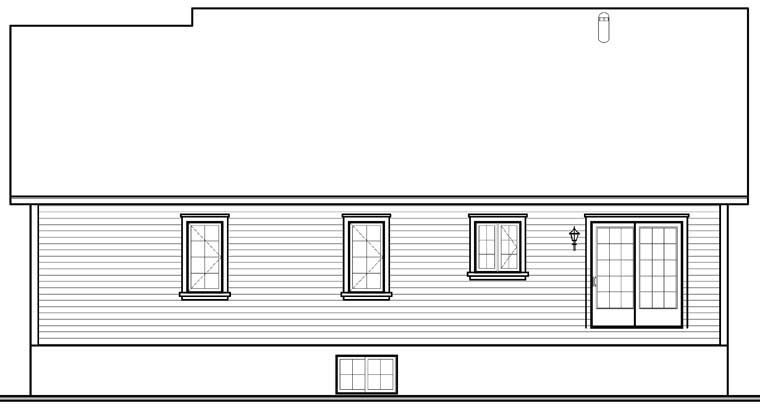 Cottage Traditional Rear Elevation of Plan 76229