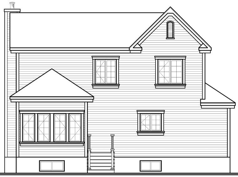 Cottage Country Traditional Rear Elevation of Plan 76235
