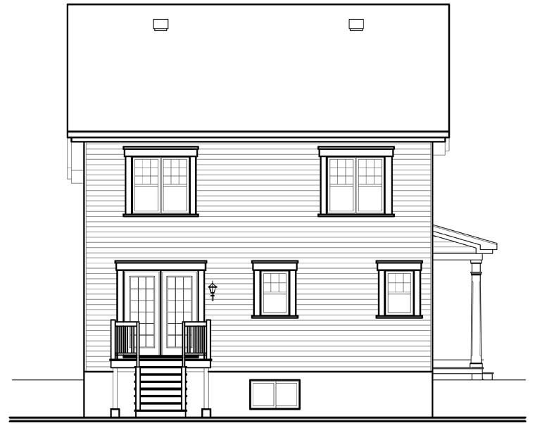 Country Traditional Rear Elevation of Plan 76236