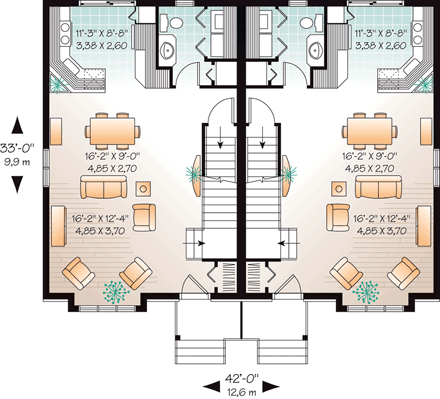 Multi-Family Plan 76240 First Level Plan