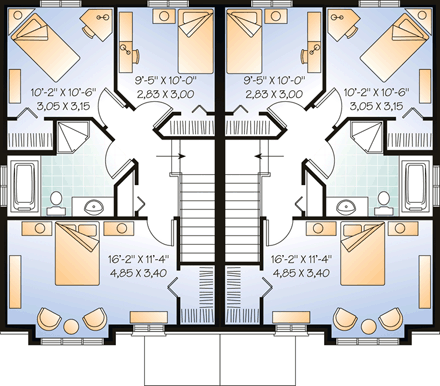 Multi-Family Plan 76240 Second Level Plan