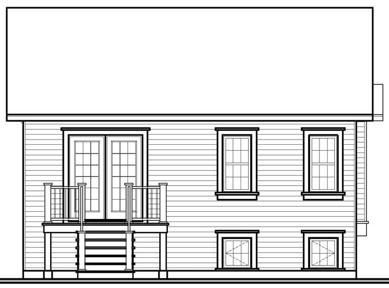 Cottage Traditional Rear Elevation of Plan 76244