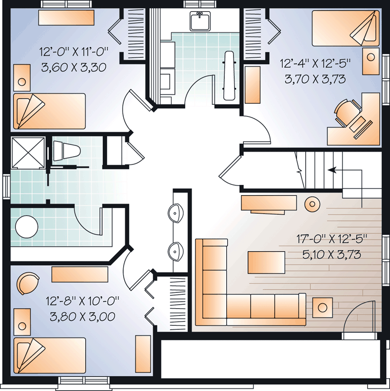 Traditional Lower Level of Plan 76248
