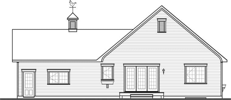 Country Rear Elevation of Plan 76253