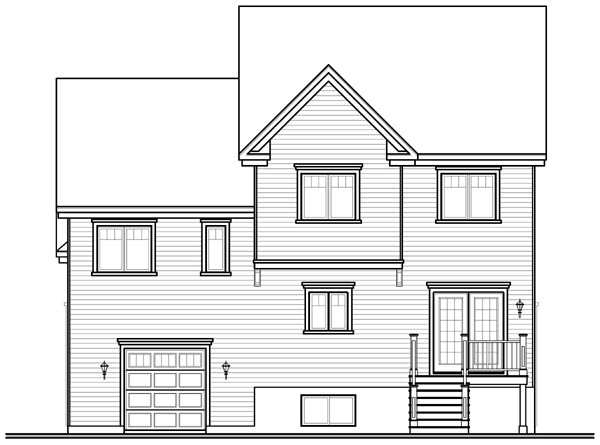 Traditional Rear Elevation of Plan 76260