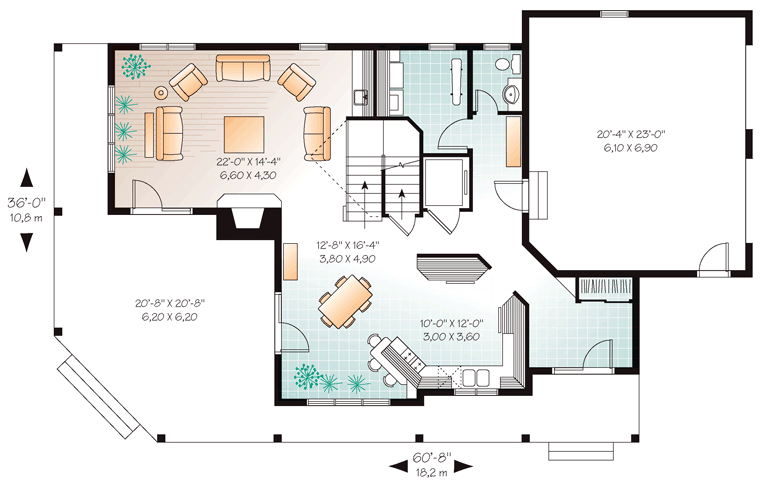 Country Farmhouse Southern Traditional Level One of Plan 76267