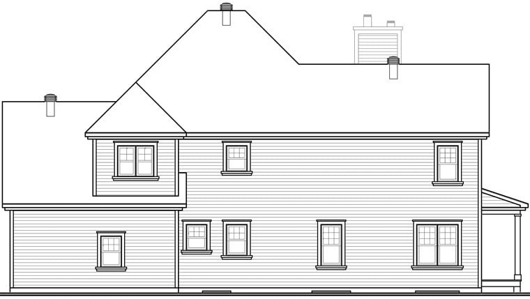 Country Farmhouse Southern Traditional Rear Elevation of Plan 76267