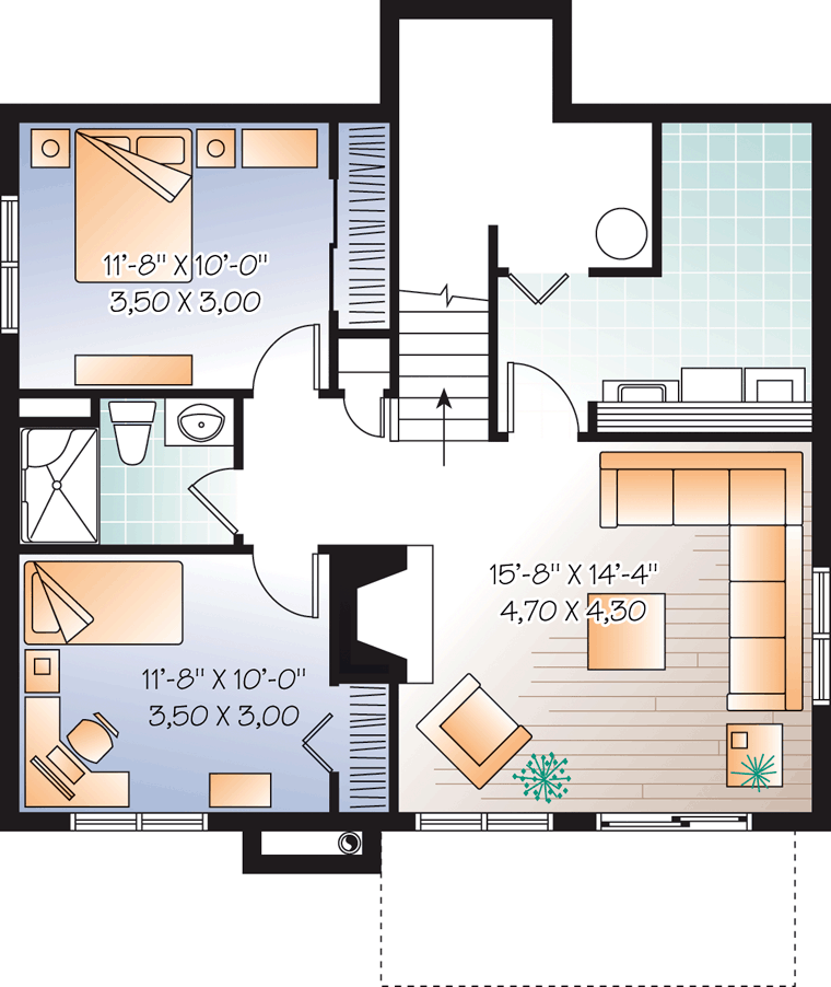 Contemporary Lower Level of Plan 76276