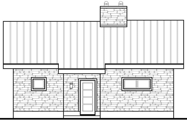 Contemporary Rear Elevation of Plan 76276