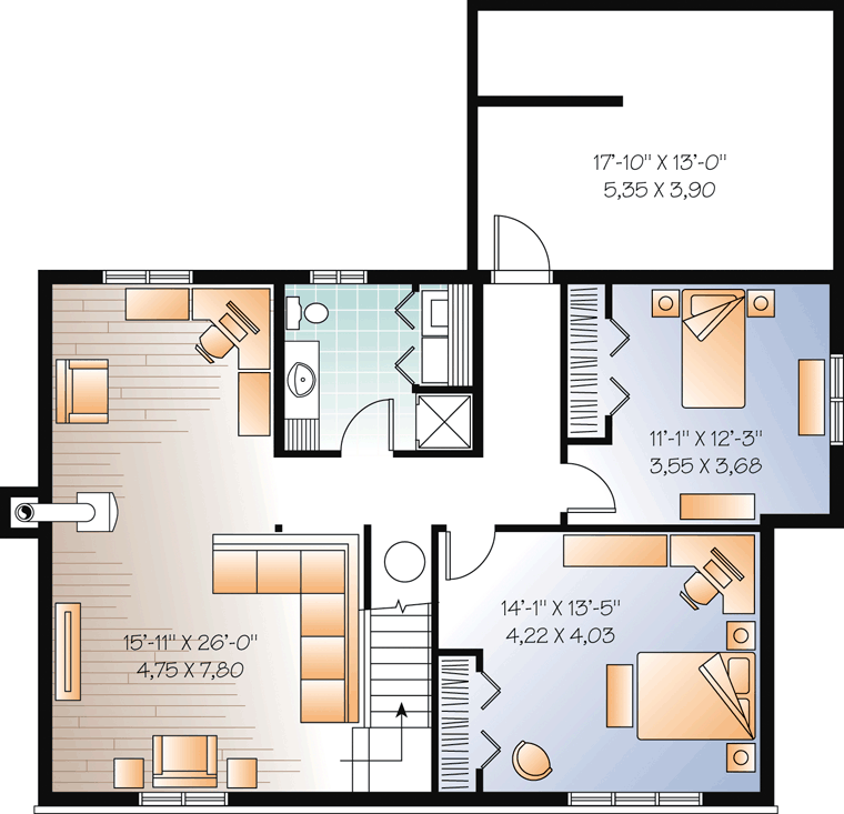 Cape Cod Craftsman Lower Level of Plan 76281