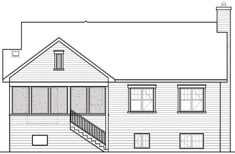 Cape Cod Craftsman Rear Elevation of Plan 76281