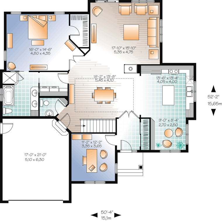 Cottage European Level One of Plan 76288