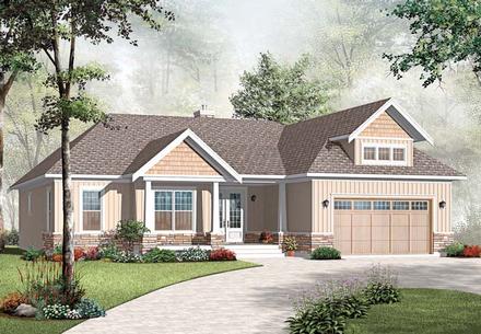 Country Craftsman Elevation of Plan 76289