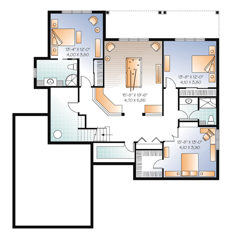 Country Craftsman Lower Level of Plan 76295