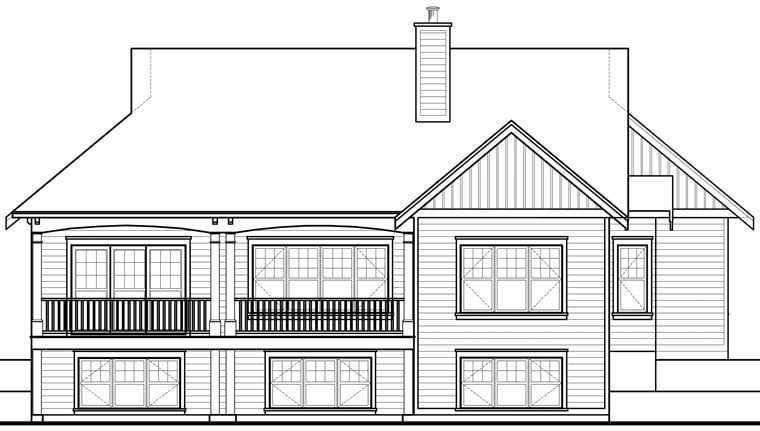Country Craftsman Rear Elevation of Plan 76295