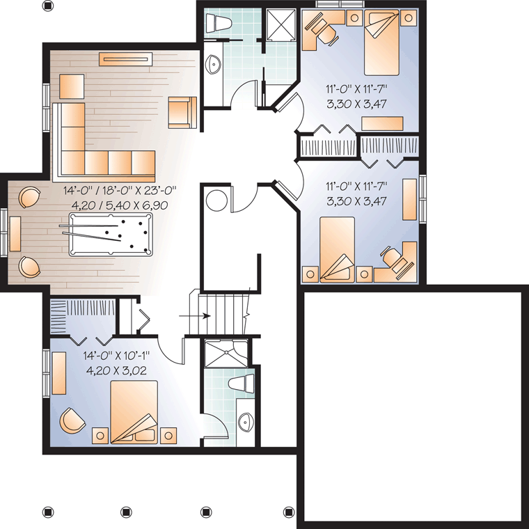 Country Craftsman Lower Level of Plan 76297