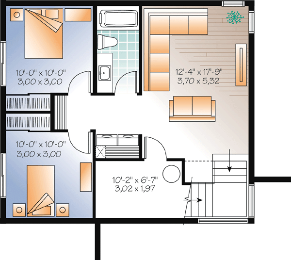 Contemporary Modern Lower Level of Plan 76299