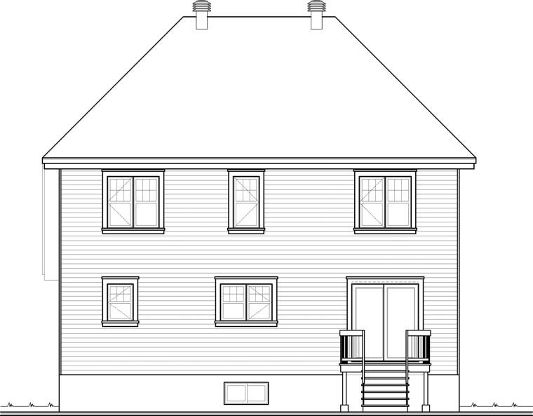 Country European Rear Elevation of Plan 76300