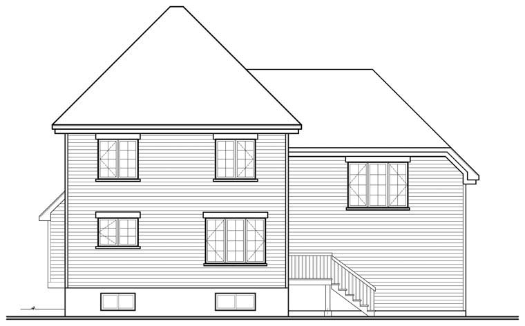 European Rear Elevation of Plan 76305