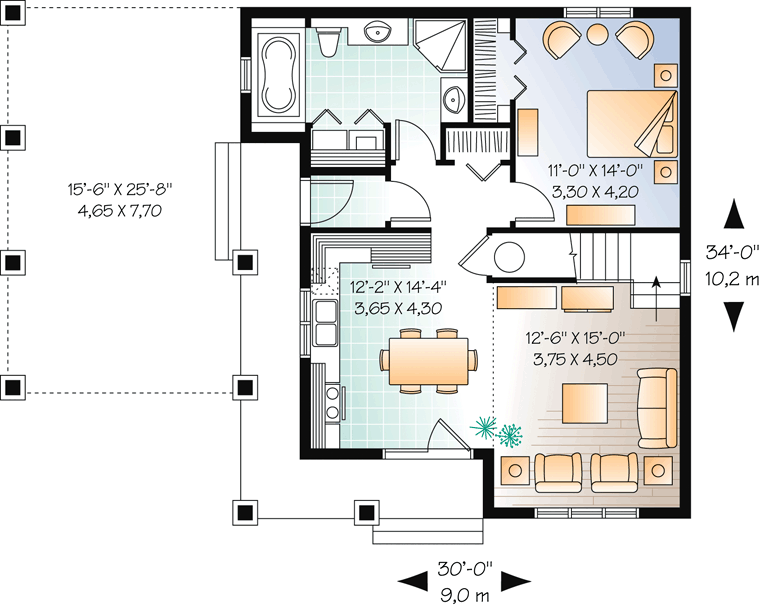 Cottage Country Craftsman Level One of Plan 76308