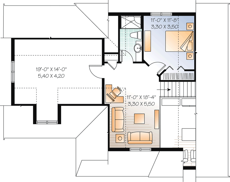 Cottage Country Craftsman Level Two of Plan 76308