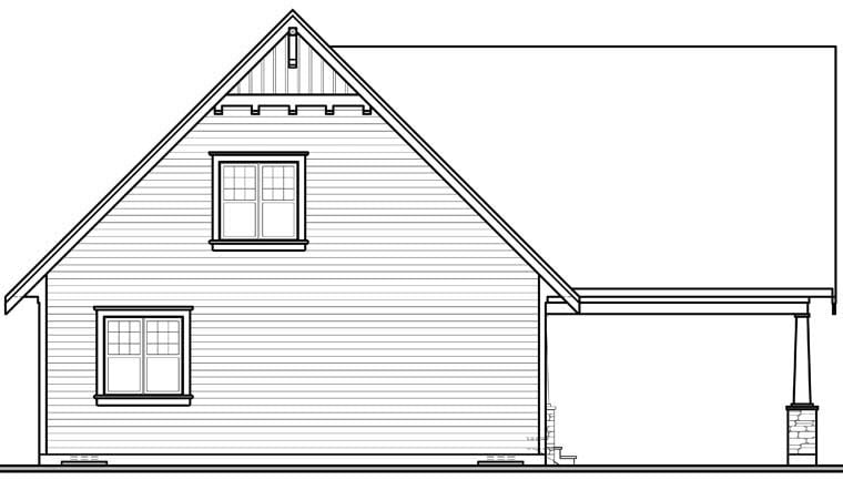 Cottage Country Craftsman Rear Elevation of Plan 76308