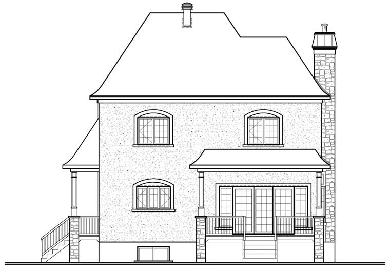 European Plan with 2021 Sq. Ft., 3 Bedrooms, 2 Bathrooms Rear Elevation