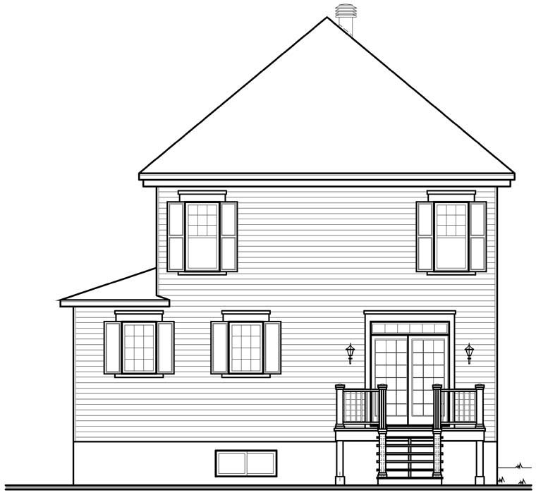 Country Rear Elevation of Plan 76311