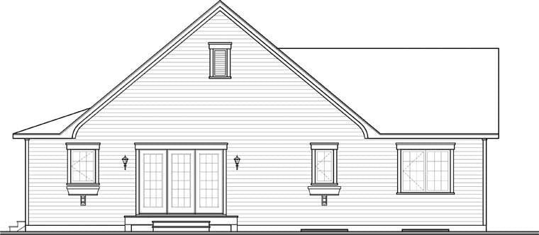 Cape Cod Country Rear Elevation of Plan 76313