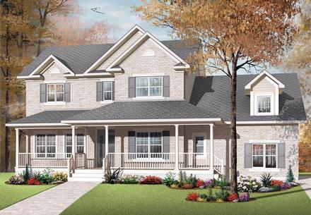 Country European Farmhouse Elevation of Plan 76320