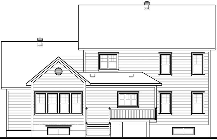 Country European Farmhouse Rear Elevation of Plan 76320