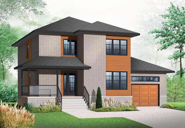 Contemporary, Modern Plan with 1768 Sq. Ft., 3 Bedrooms, 3 Bathrooms, 1 Car Garage Elevation