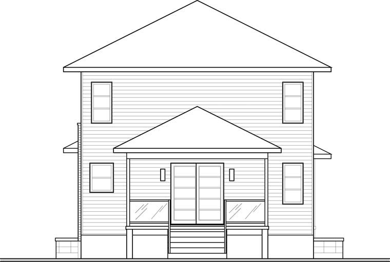 Contemporary Rear Elevation of Plan 76325