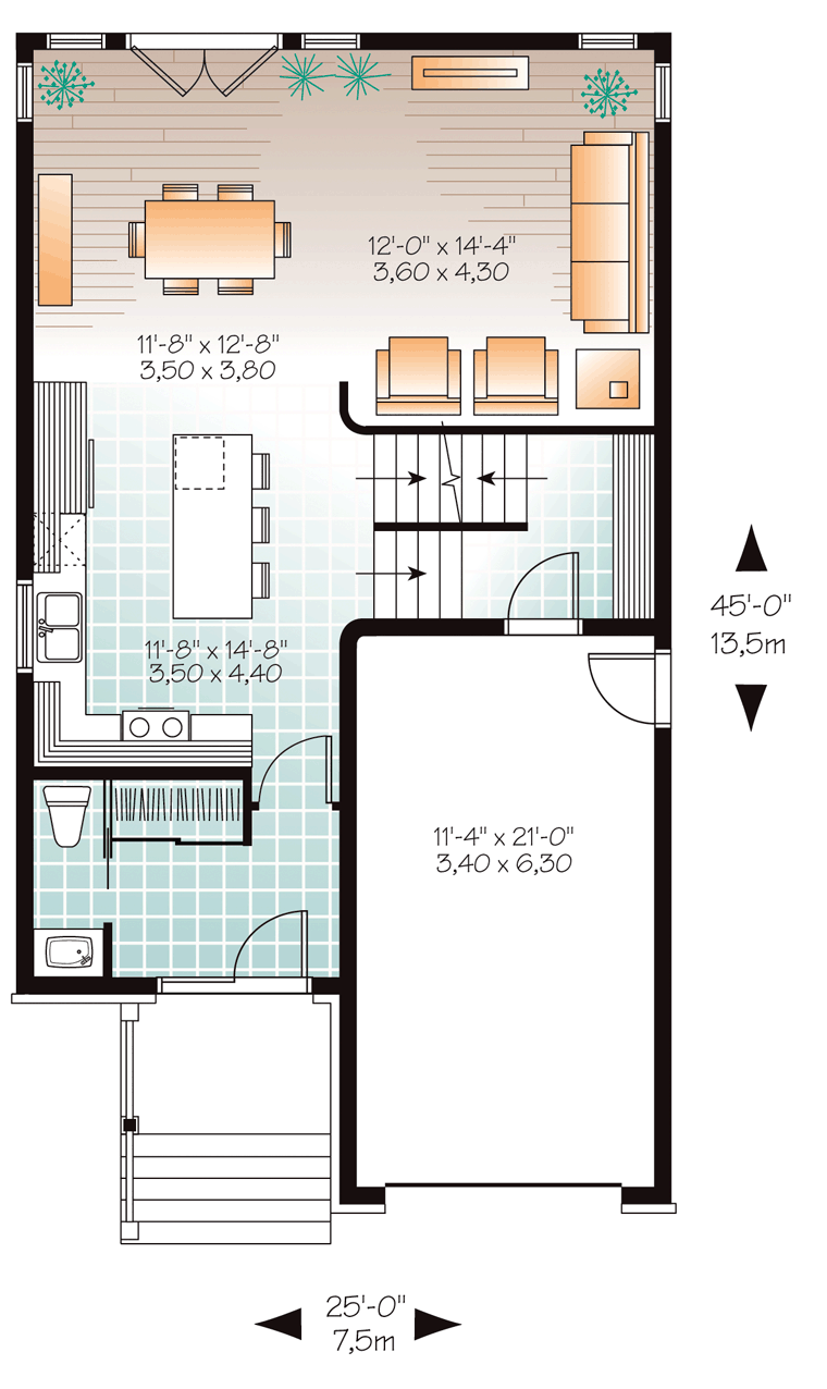 Contemporary Modern Level One of Plan 76327