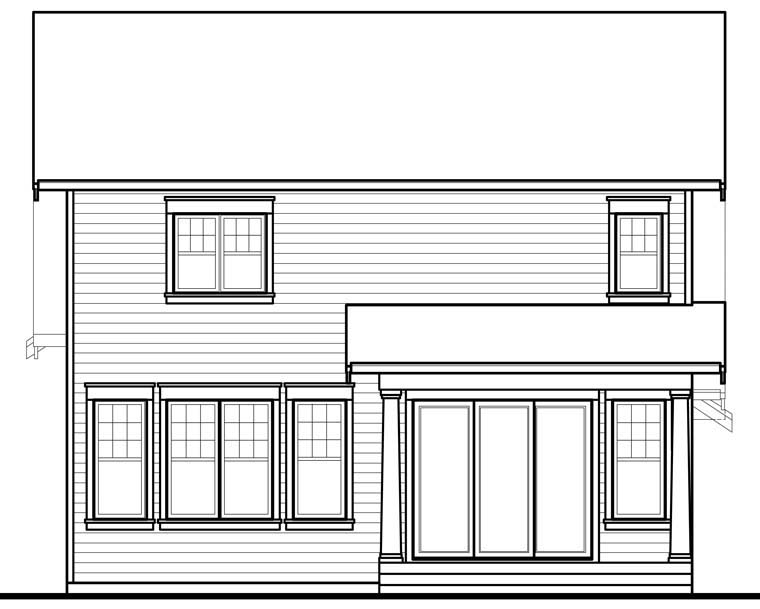 Country Craftsman Rear Elevation of Plan 76328