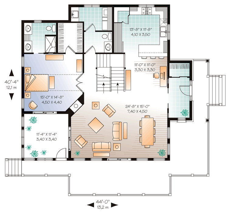 Cottage Country Craftsman Level One of Plan 76329