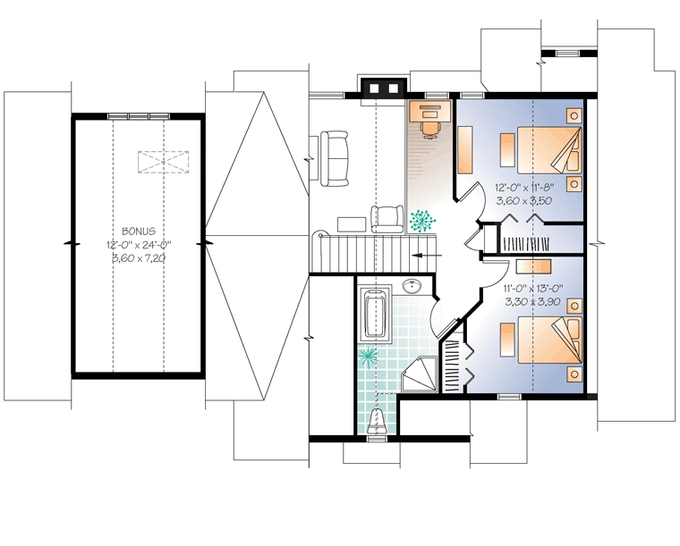 Cottage Country Craftsman Level Two of Plan 76330