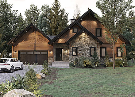 Cottage Country Craftsman Elevation of Plan 76330