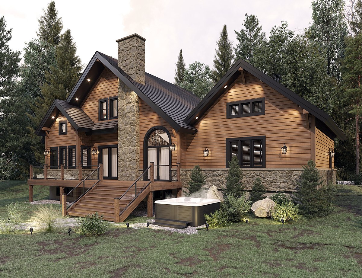 Cottage Country Craftsman Rear Elevation of Plan 76330