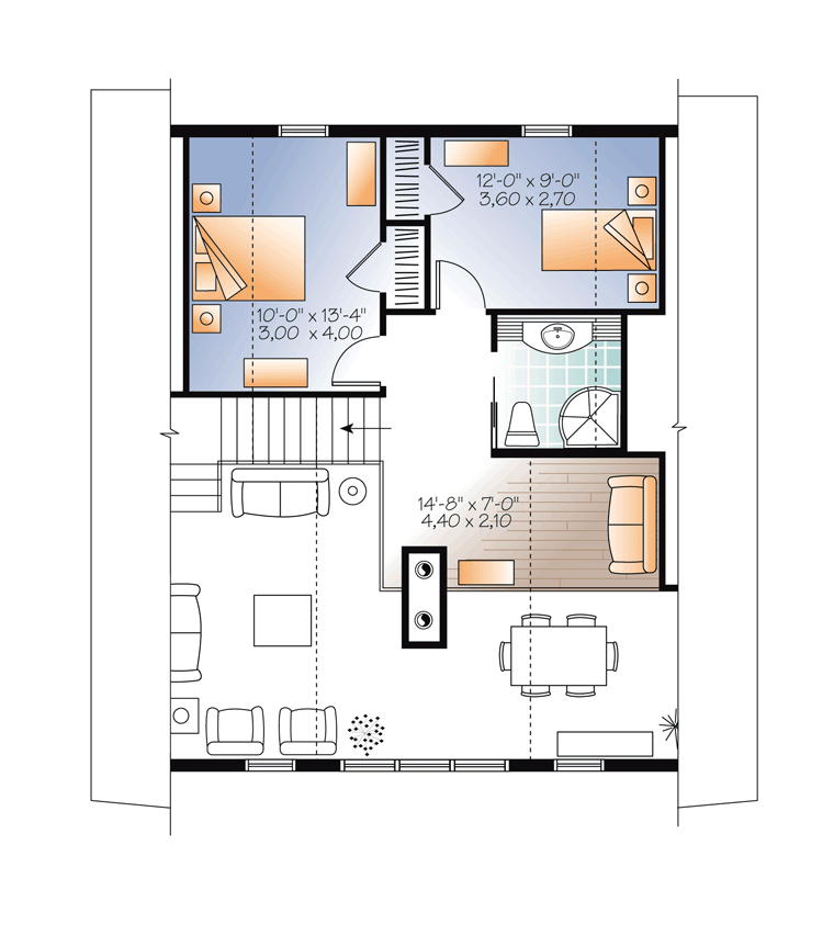 Cottage Craftsman Level Two of Plan 76334