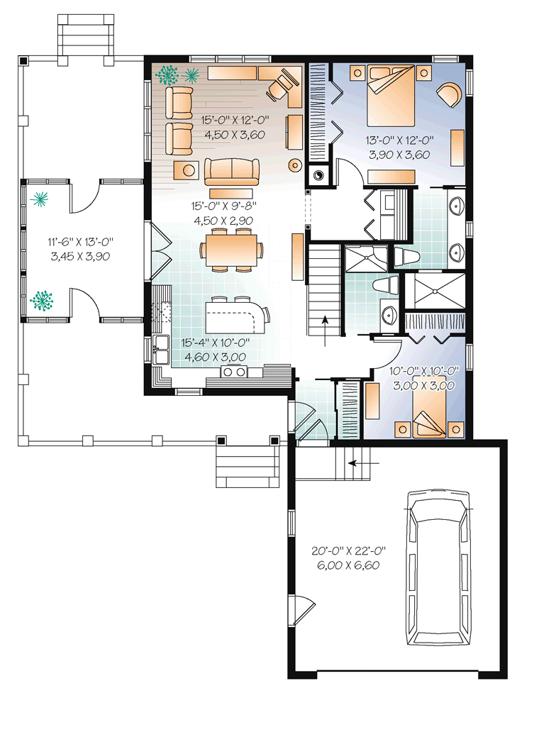 Cottage Level One of Plan 76335