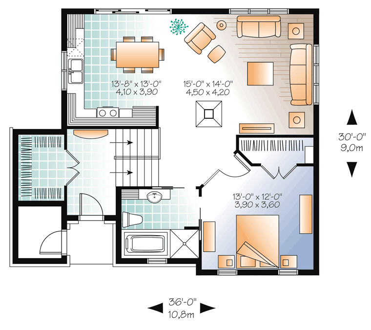 Cottage Craftsman Level One of Plan 76338