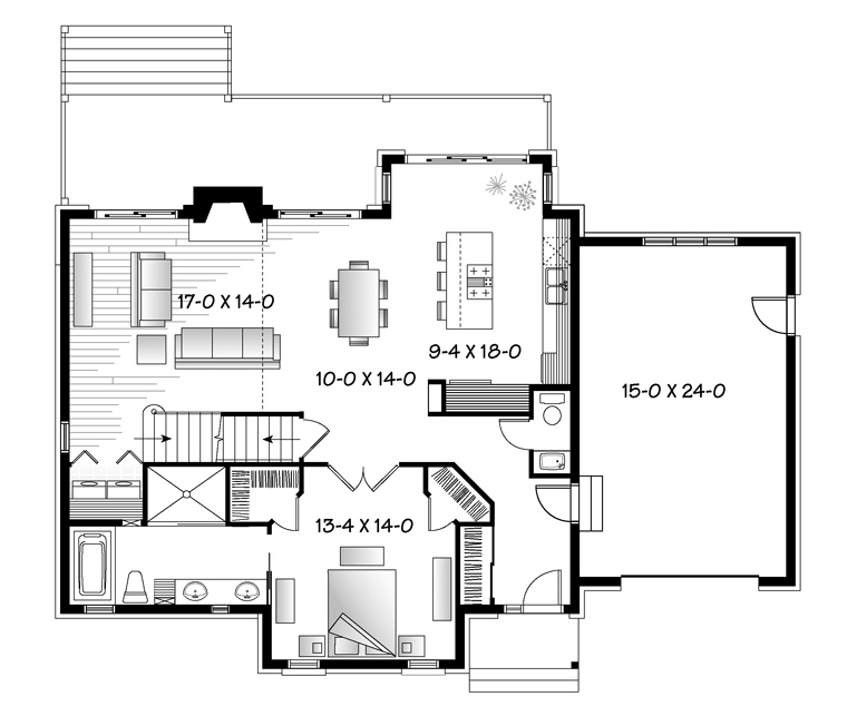 Cottage Craftsman Level One of Plan 76342