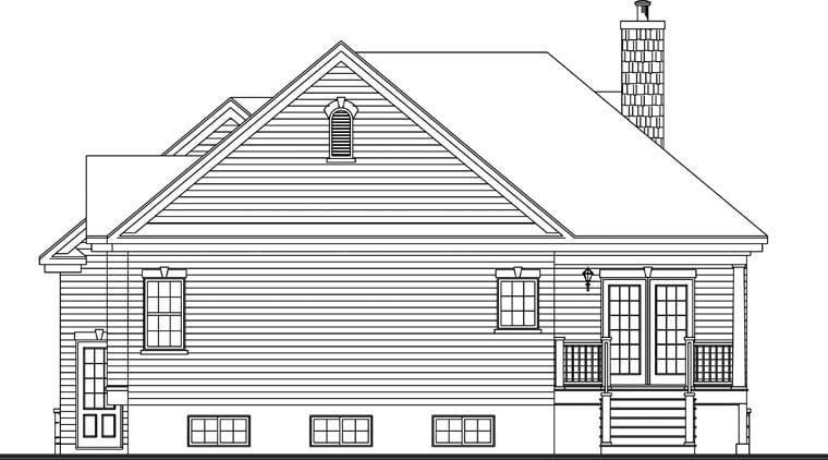 Country Craftsman Rear Elevation of Plan 76349