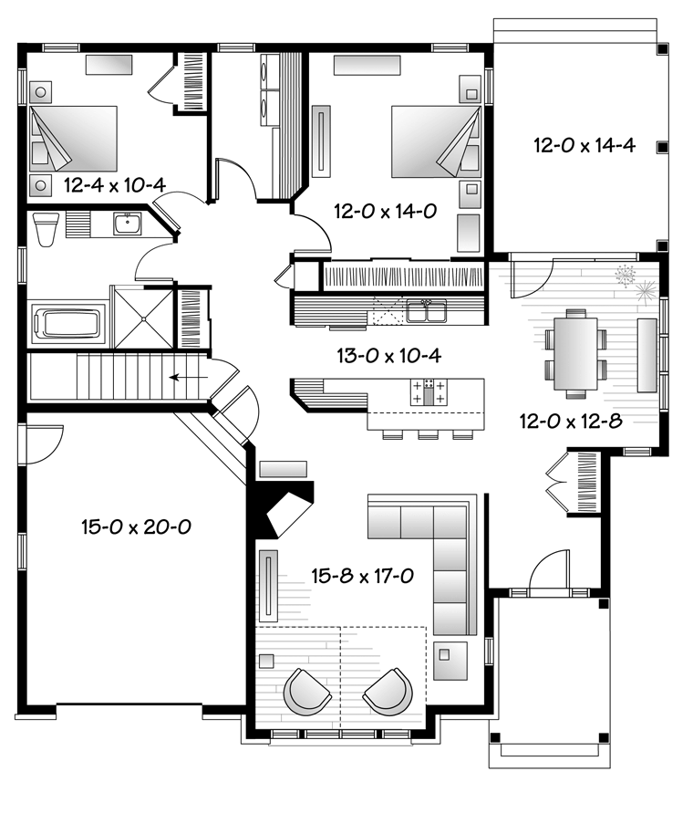 Country Craftsman Level One of Plan 76351