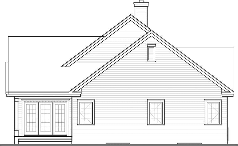 Country Craftsman Rear Elevation of Plan 76351