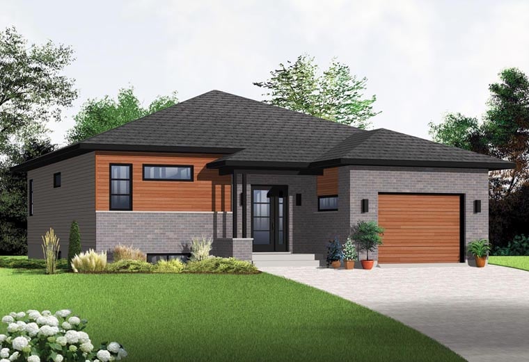 Plan 76356 | Modern Style with 2 Bed, 1 Bath, 1 Car Garage